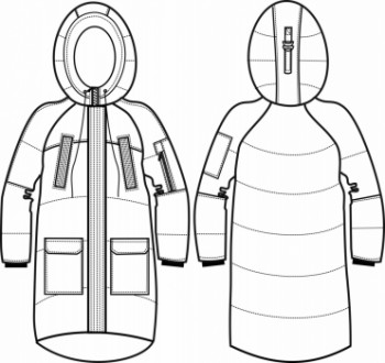 Технический рисунок - Куртка удлиненная ПЗ-1001